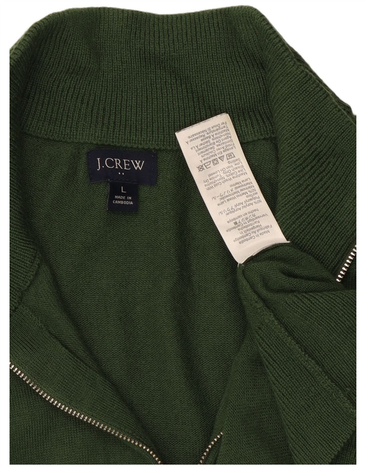J. Crew Mens Zip Neck Jumper Sweater Large Green Acrylic