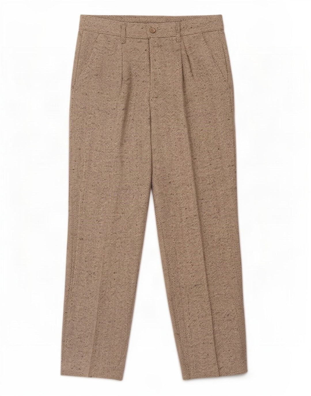Vintage Mens Straight Chino Trousers W30 L30 Grey Herringbone Wool