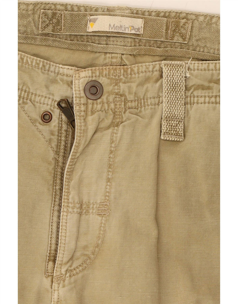 MELTIN' POT Mens Straight Cargo Trousers W33 L26 Beige Cotton Vintage Meltin' Pot and Second-Hand Meltin' Pot from Messina Hembry 