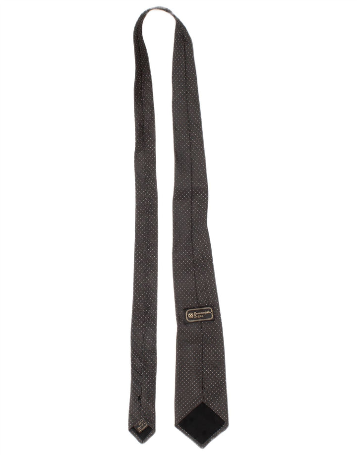 Ermenegildo Zegna Mens Tie One Size Grey Spotted Silk Classic