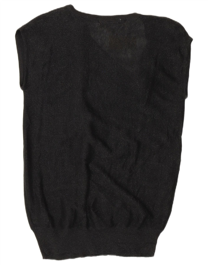 Michael Kors Womens Sleeveless Blouse Top UK 10 Small Black Cotton