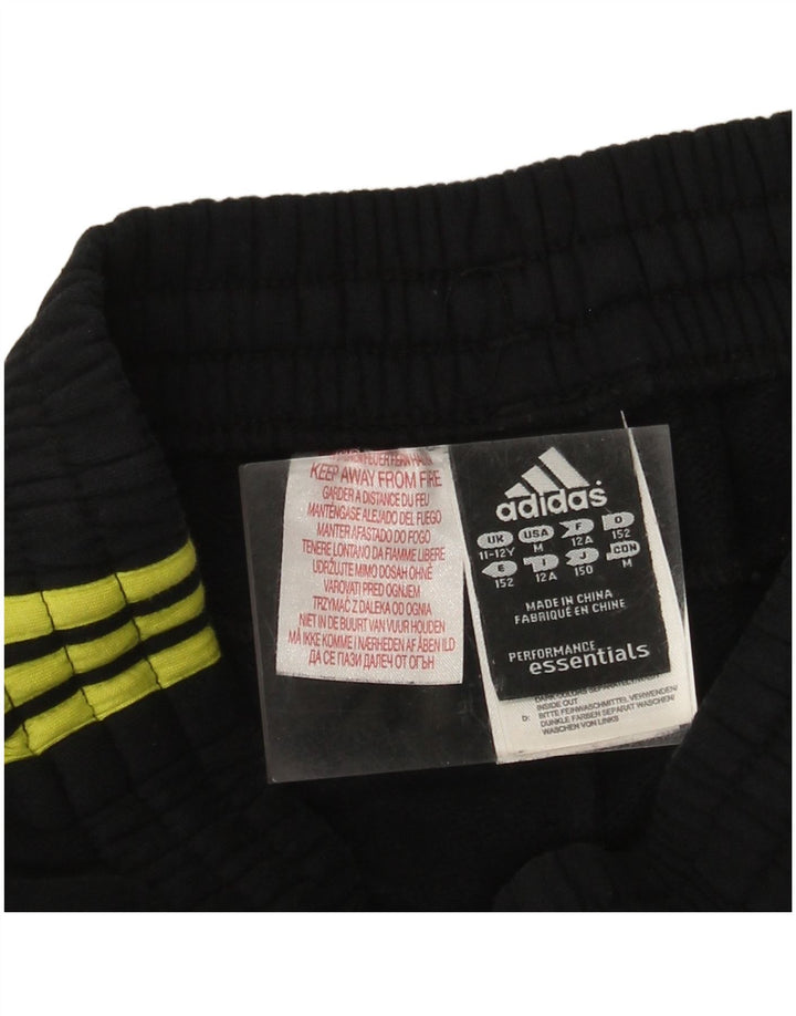 ADIDAS Boys Tracksuit Trousers Joggers 11-12 Years Black Cotton