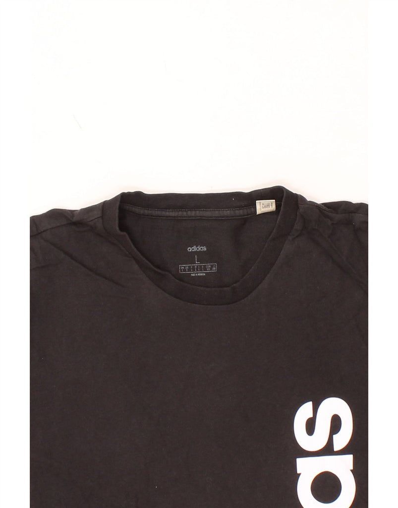 ADIDAS Mens Graphic T-Shirt Top Large Black Cotton Vintage Adidas and Second-Hand Adidas from Messina Hembry 