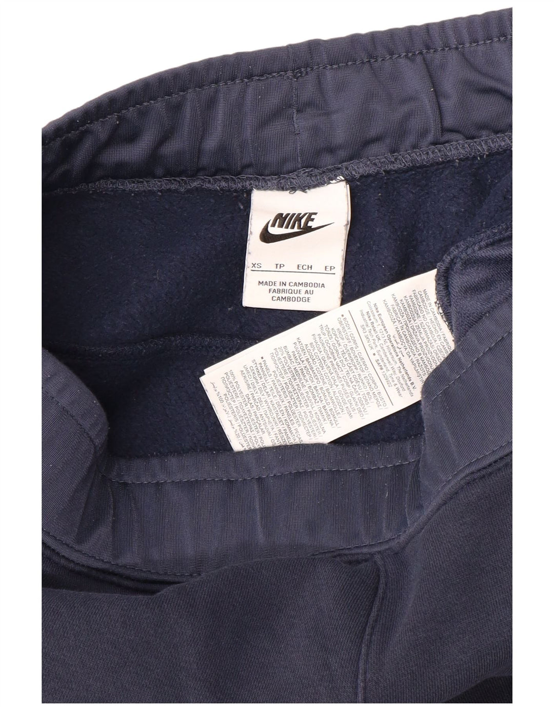 NIKE Mens Tracksuit Trousers Joggers XS Navy Blue Colourblock Cotton