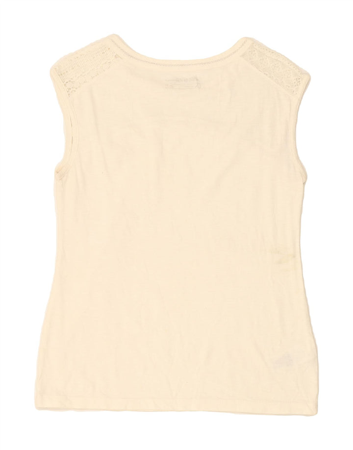 EDDIE BAUER Womens Vest Top UK 12 Medium Off White Cotton Vintage Eddie Bauer and Second-Hand Eddie Bauer from Messina Hembry 