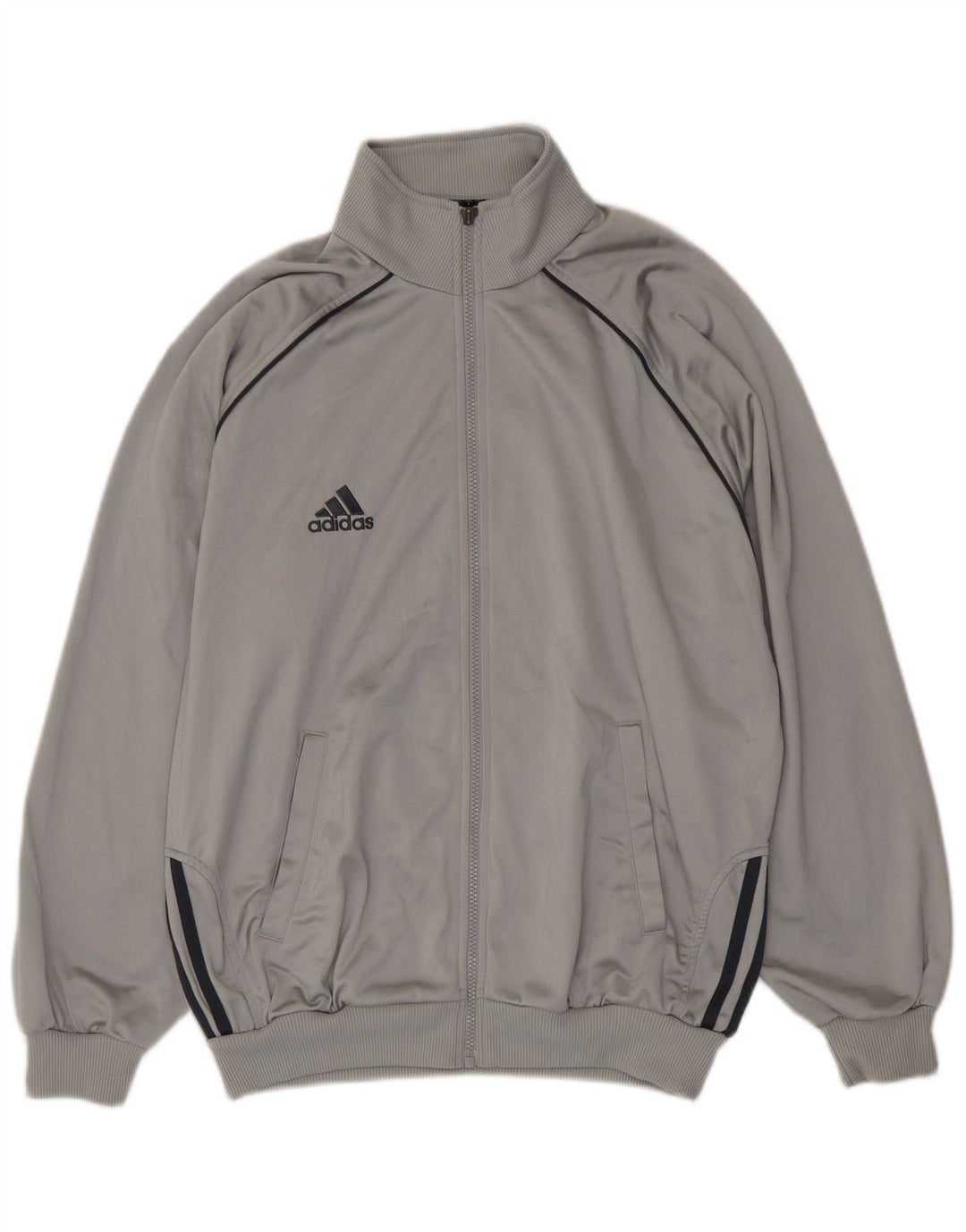 Adidas Mens Loose Fit Tracksuit Top Jacket UK 40/42 Medium Grey Polyester