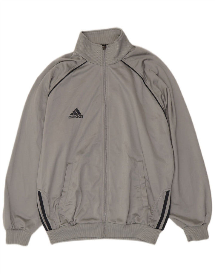 Adidas Mens Loose Fit Tracksuit Top Jacket UK 40/42 Medium Grey Polyester