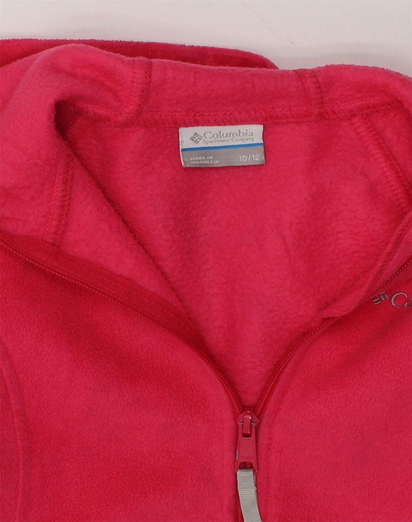 COLUMBIA Girls Hooded Fleece Jacket 10-11 Years Pink Polyester | Vintage Columbia | Thrift | Second-Hand Columbia | Used Clothing | Messina Hembry 