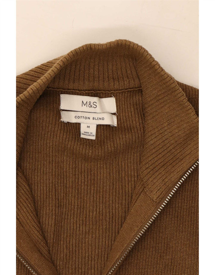 Marks & Spencer Mens Cardigan Sweater Medium Beige Polyester