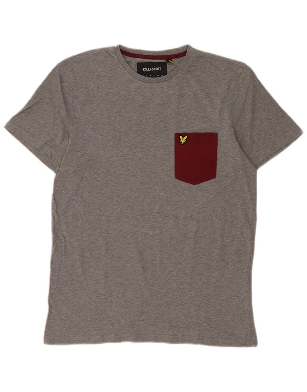 Lyle & Scott Mens T-Shirt Top Small Grey Colourblock Cotton