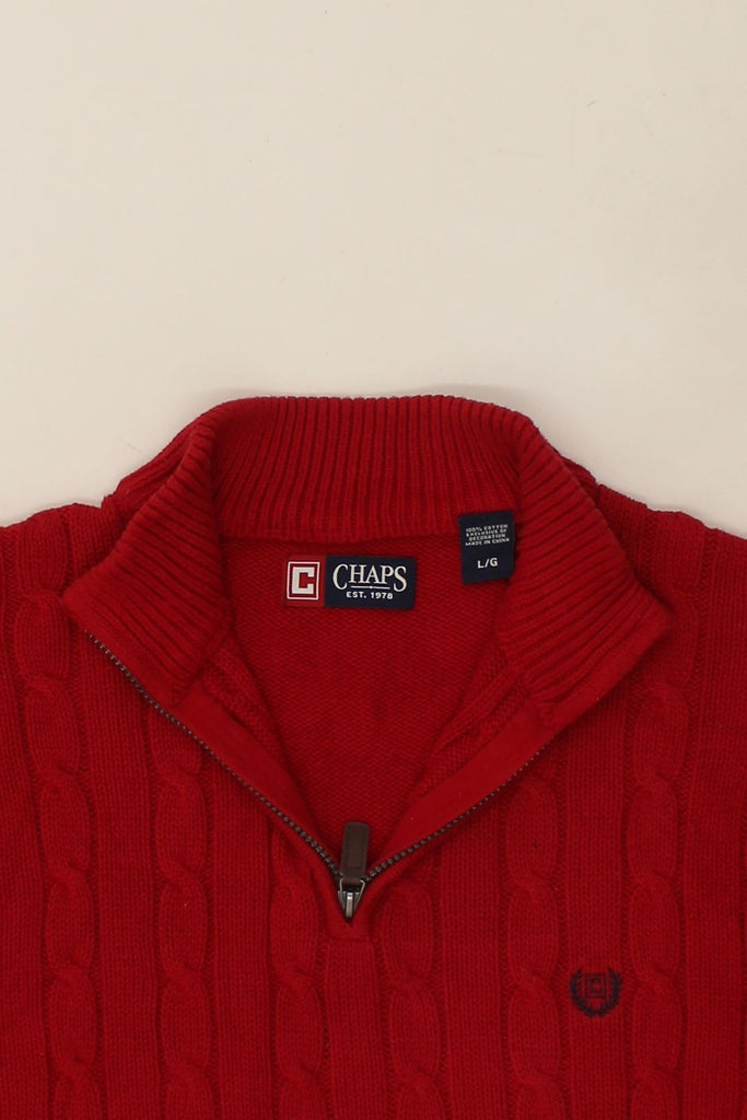 CHAPS Mens Zip Neck Jumper Sweater Large Red Cotton | Vintage Chaps | Thrift | Second-Hand Chaps | Used Clothing | Messina Hembry 