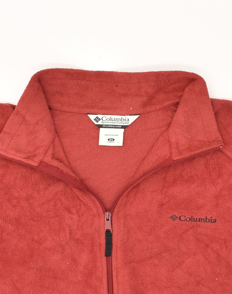 COLUMBIA Womens Fleece Jacket UK 20 2XL Red Polyester | Vintage Columbia | Thrift | Second-Hand Columbia | Used Clothing | Messina Hembry 