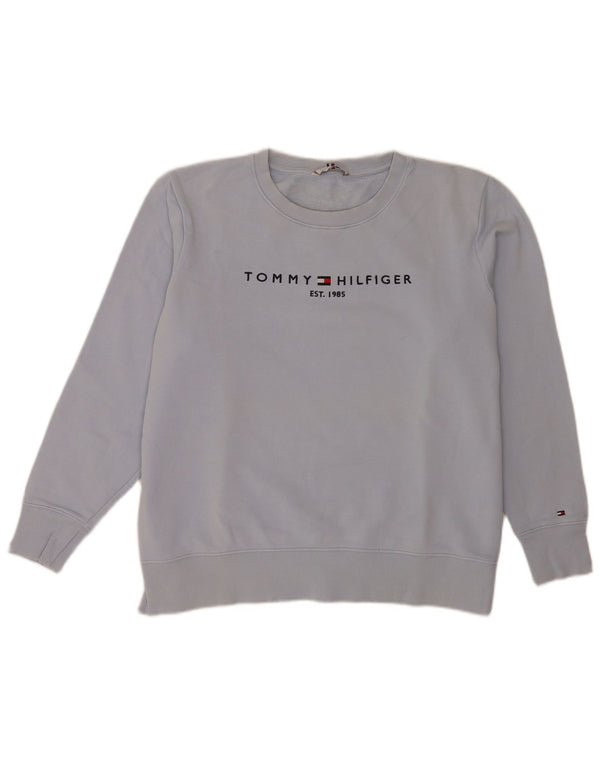 Tommy Hilfiger Womens Graphic Sweatshirt Jumper UK 14 Large Blue
