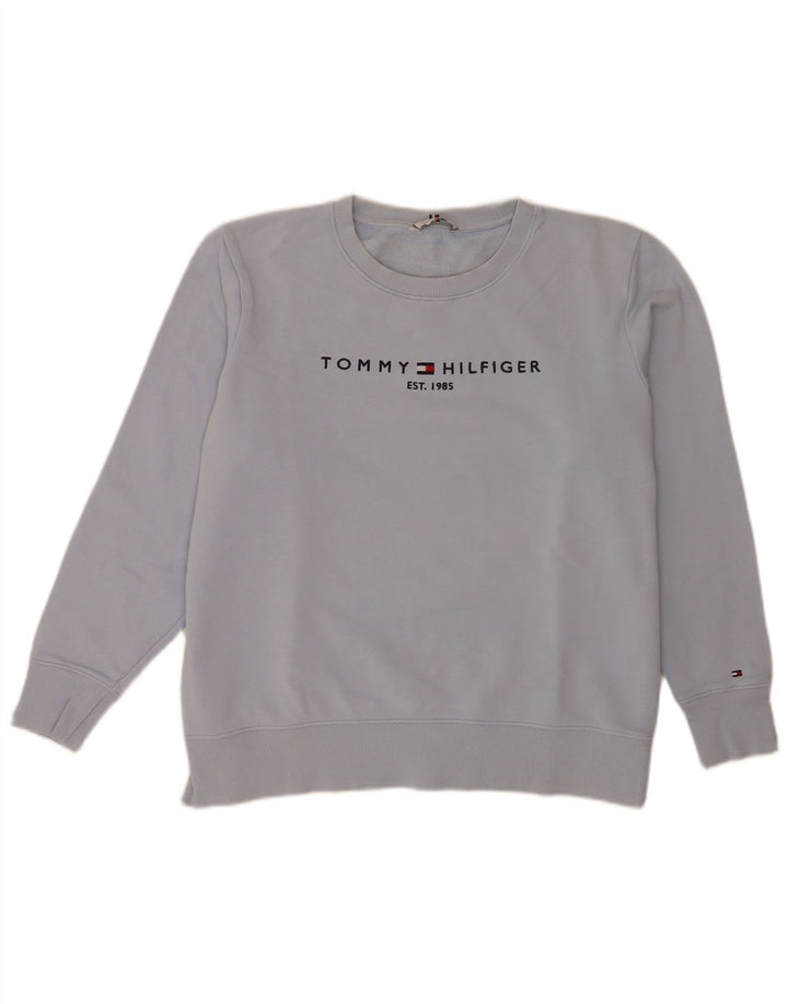 Tommy Hilfiger Womens Graphic Sweatshirt Jumper UK 14 Large Blue