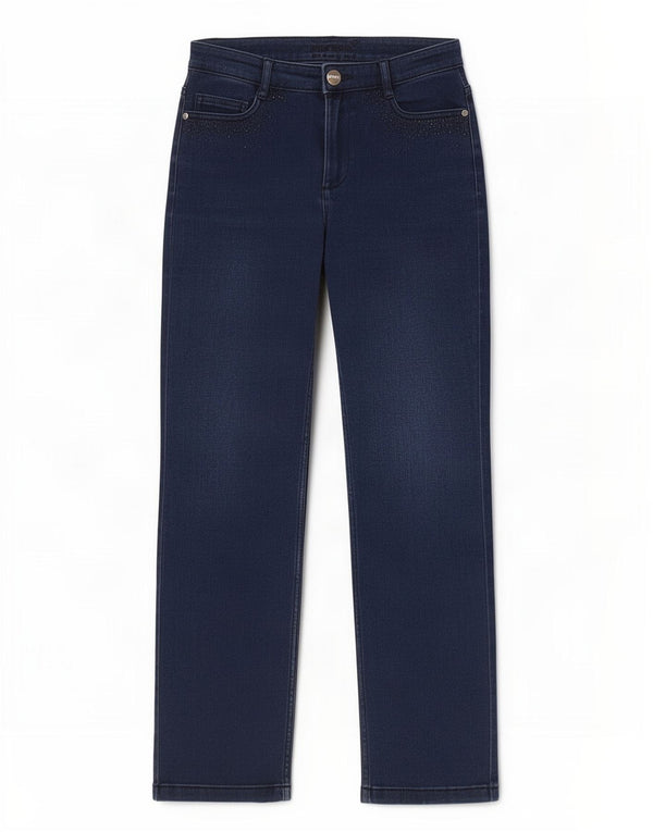Marks & Spencer Womens Straight Jeans UK 10 Small W28 L27 Navy Blue Cotton