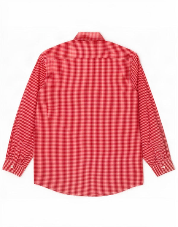 Benetton Boys O12 Shirt 8-9 Years Large Red Gingham Cotton