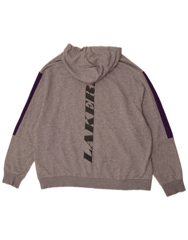 New Era Mens Los Angeles Lakers Graphic Hoodie Jumper 2XL Grey Colourblock
