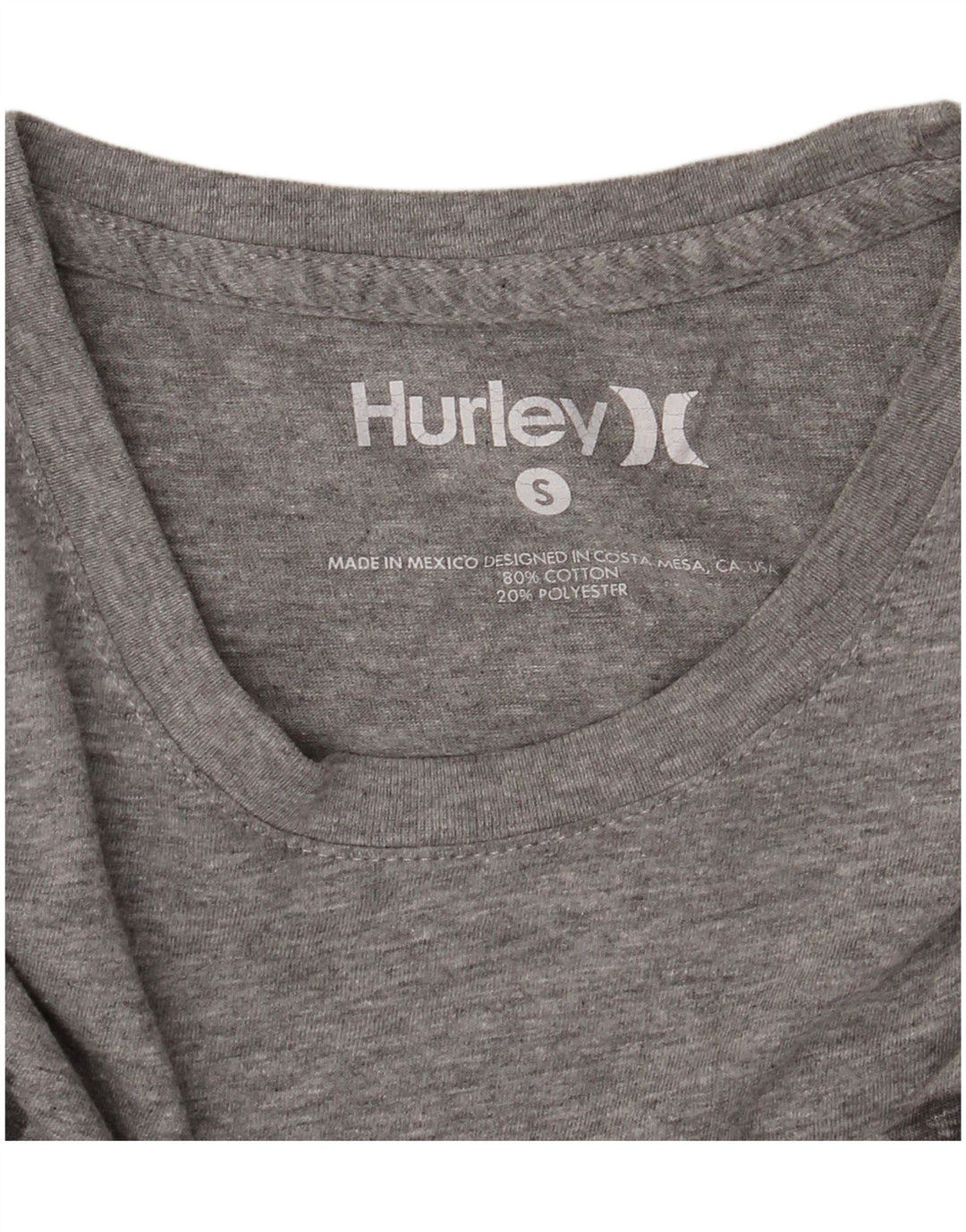 Hurley Mens Graphic T-Shirt Top Small Grey Flecked Cotton