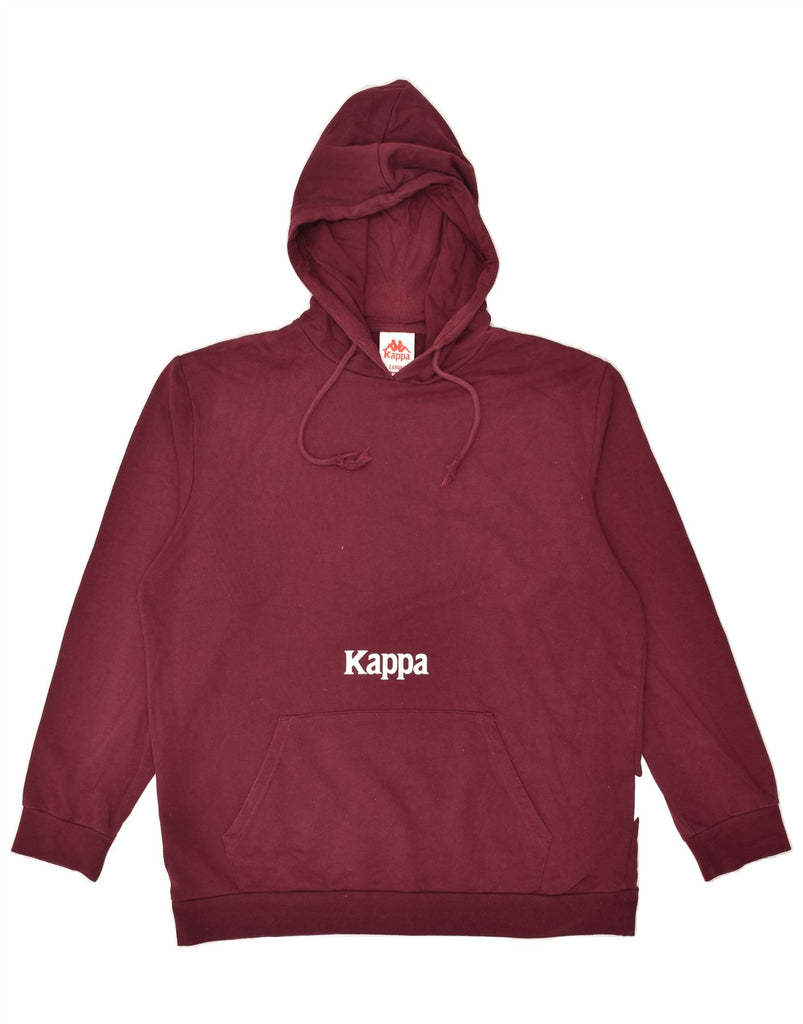 KAPPA Mens Graphic Hoodie Jumper Large Burgundy Cotton | Vintage Kappa | Thrift | Second-Hand Kappa | Used Clothing | Messina Hembry 