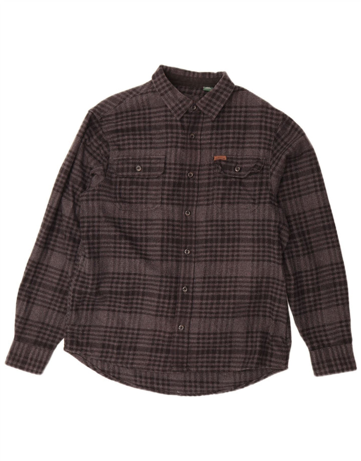 ORVIS Mens Flannel Shirt Medium Grey Check Cotton