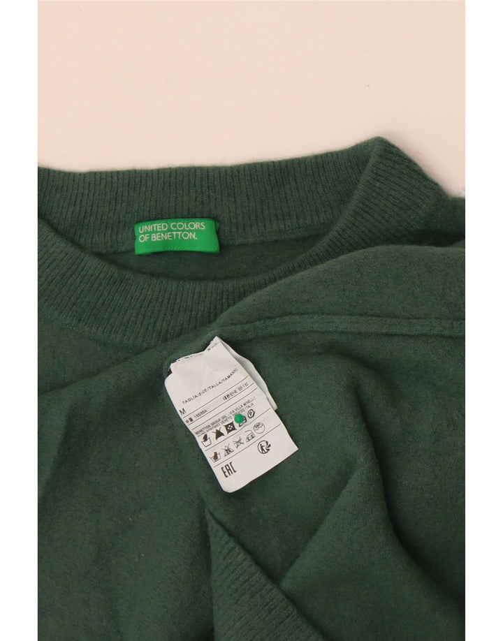 Benetton Womens Turtle Neck Jumper Sweater UK 14 Medium Green Wool