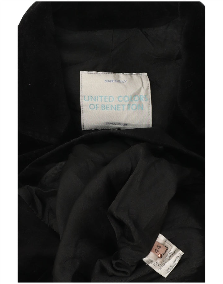 BENETTON Womens Velvet Double Breasted Blazer Jacket IT 44 Medium Black