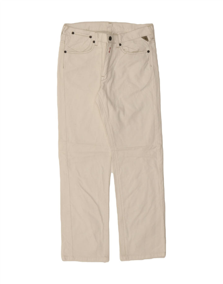 REPLAY Womens Straight Jeans EU 38 Medium W30 L28 White Cotton Vintage Replay and Second-Hand Replay from Messina Hembry 