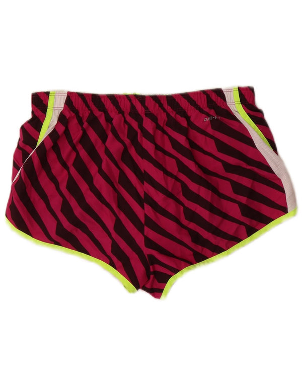 Nike Womens Dri Fit Sport Shorts UK 14 Medium Pink Striped Polyester