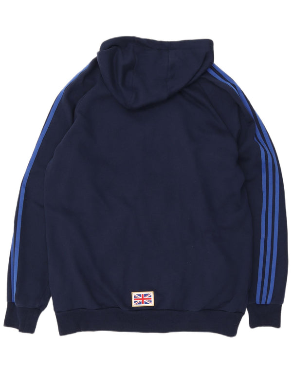 Adidas Mens Zip Hoodie Sweater XL Navy Blue Geometric Cotton