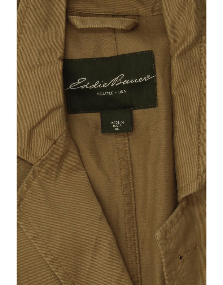 Eddie Bauer Mens 2 Button Blazer Jacket UK 42 XL Khaki Cotton