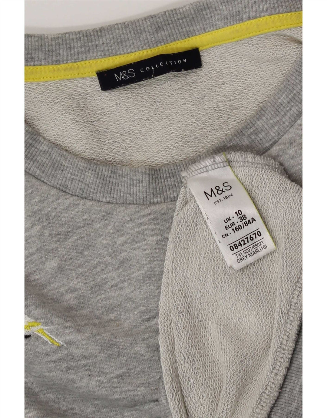 Marks & Spencer Womens Graphic Sweatshirt Jumper UK 10 Small Grey Polyester