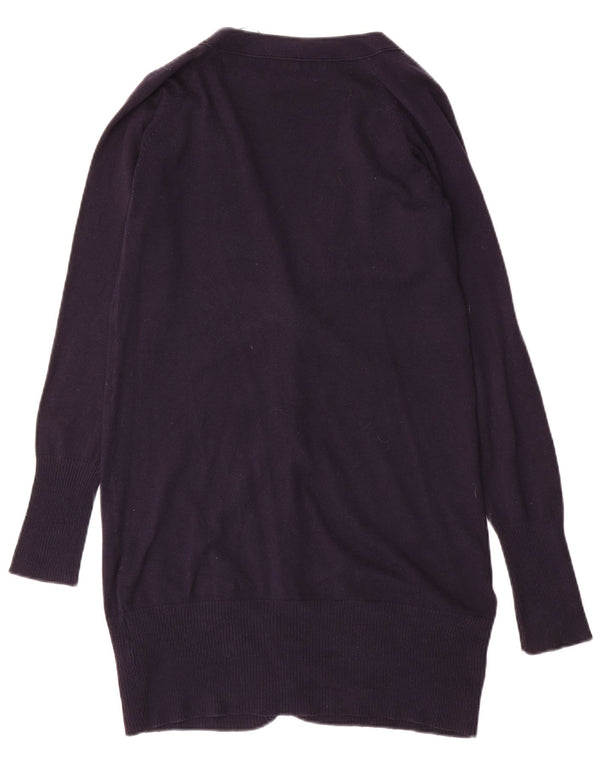 Zara Womens Longline Cardigan Sweater UK 14 Large Navy Blue Cotton