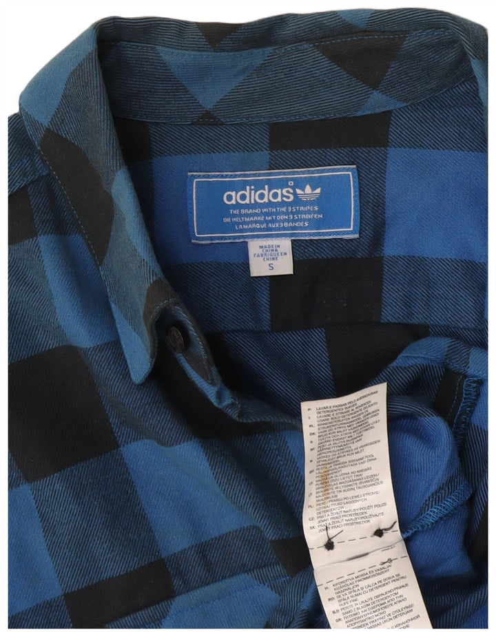 Adidas Mens Flannel Shirt Small Blue Gingham Cotton