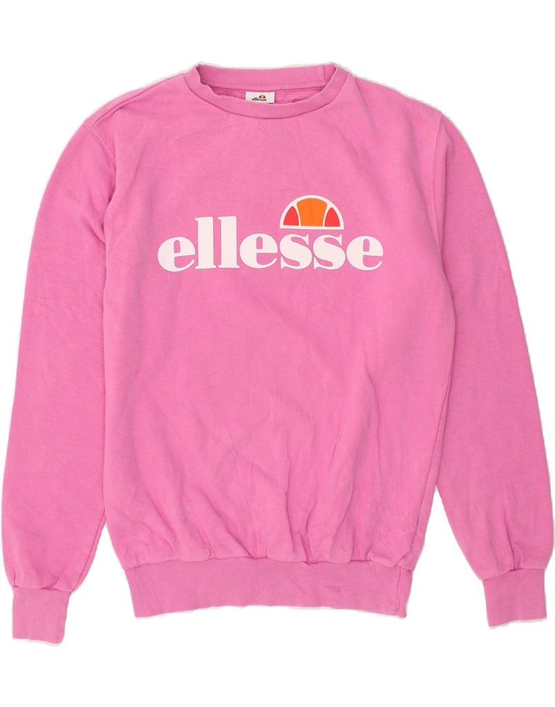 ELLESSE Womens Oversized Graphic Sweatshirt Jumper UK 10 Small  Pink | Vintage Ellesse | Thrift | Second-Hand Ellesse | Used Clothing | Messina Hembry 