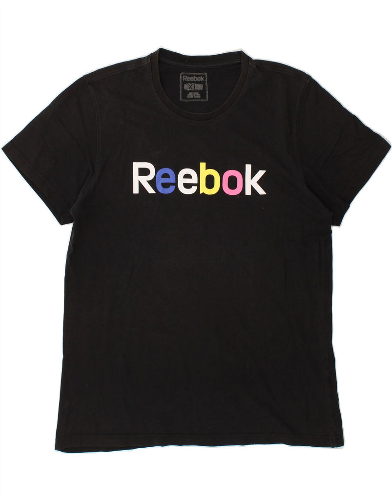 REEBOK Womens Graphic T-Shirt Top UK 18 XL Black Cotton | Vintage Reebok | Thrift | Second-Hand Reebok | Used Clothing | Messina Hembry 