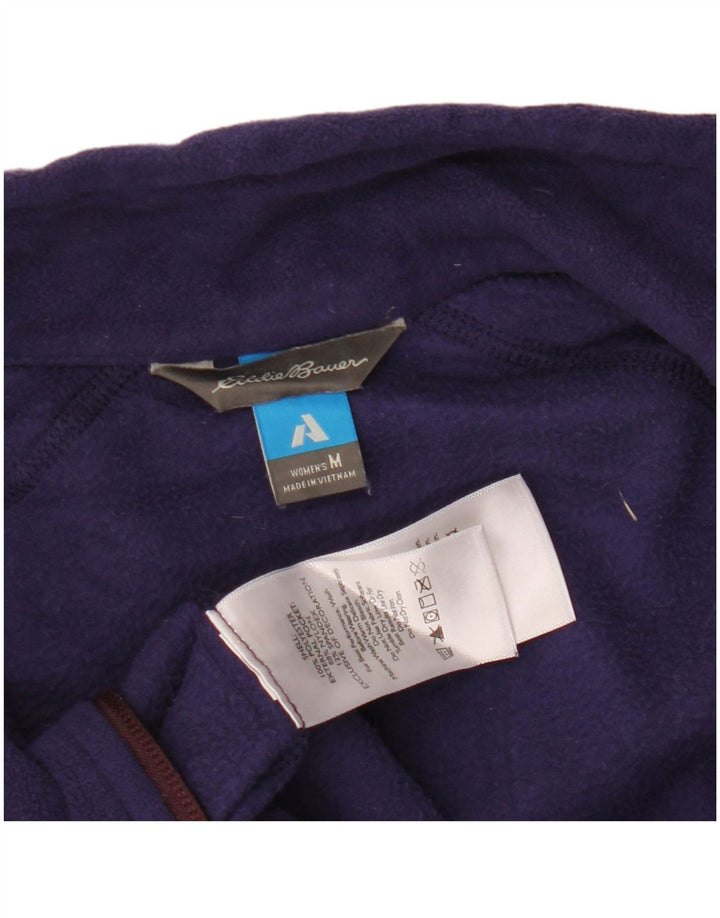 EDDIE BAUER Womens Fleece Jacket UK 12 Medium Purple Colourblock Polyester