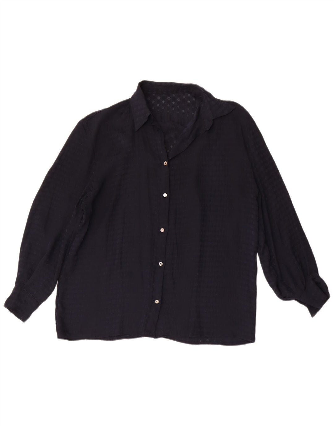 Vintage Womens Shirt UK 16 Large Navy Blue Spotted