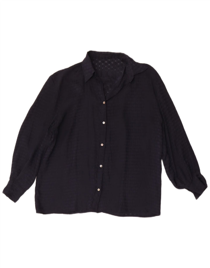 Vintage Womens Shirt UK 16 Large Navy Blue Spotted