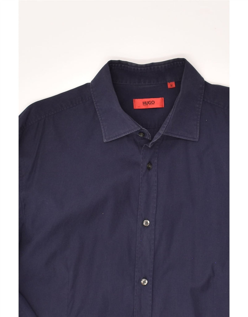 HUGO BOSS Mens Shirt Medium Navy Blue Cotton | Vintage Hugo Boss | Thrift | Second-Hand Hugo Boss | Used Clothing | Messina Hembry 