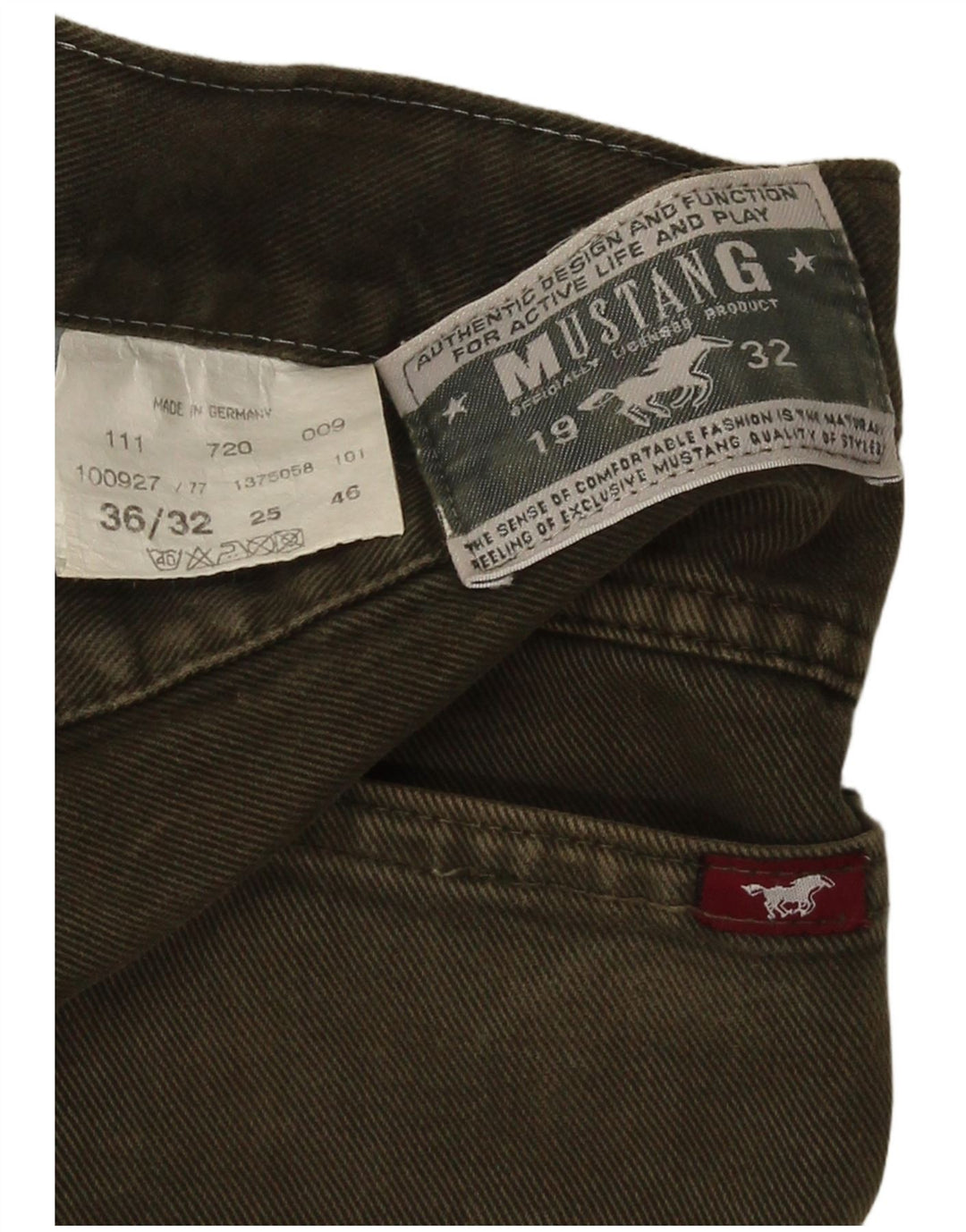 Mustang Mens Straight Jeans W36 L32 Green Cotton