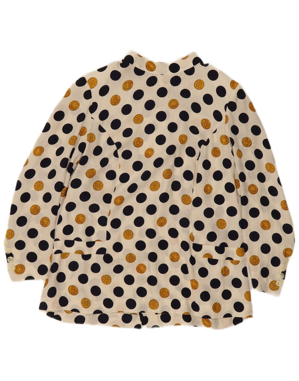 Vintage Womens Blouse Top UK 16 Large Beige Polka Dot