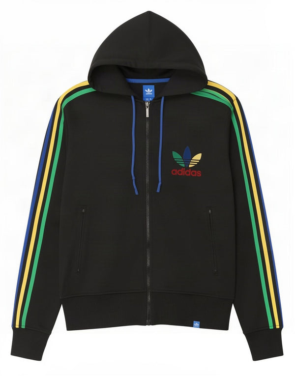 Adidas Mens Zip Hoodie Sweater Medium Black Polyester
