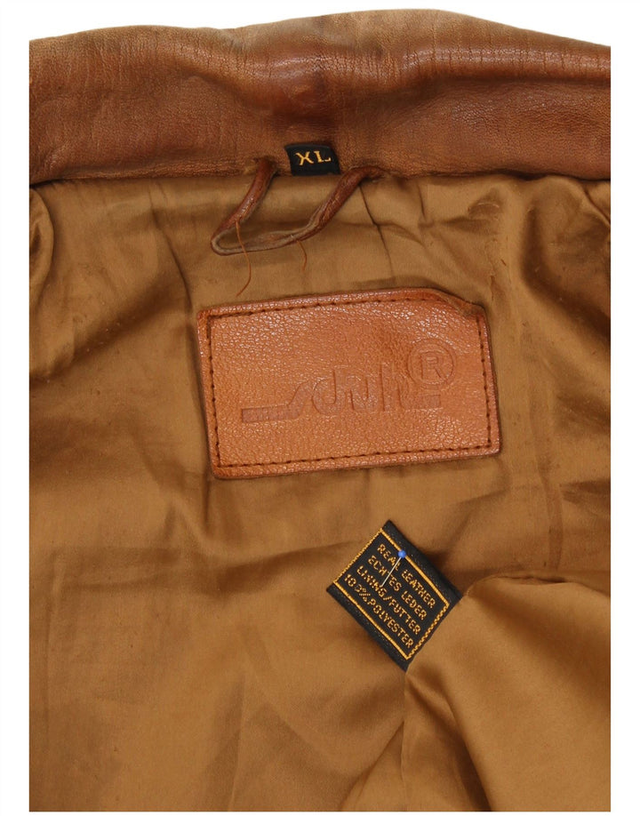 Schuh Mens Leather Jacket UK 42 XL Brown Leather