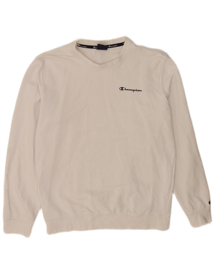 Champion Womens Regular Fit Sweatshirt Jumper UK 14 Medium White Cotton