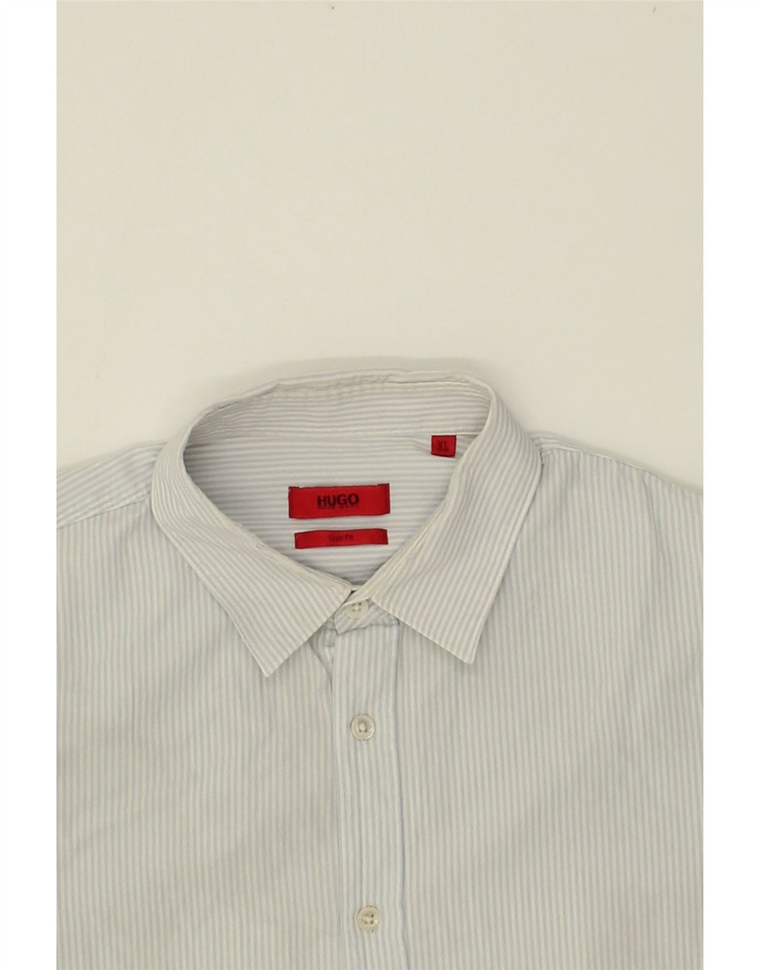 HUGO BOSS Mens Slim Fit Shirt XL Blue Pinstripe Vintage Hugo Boss and Second-Hand Hugo Boss from Messina Hembry 