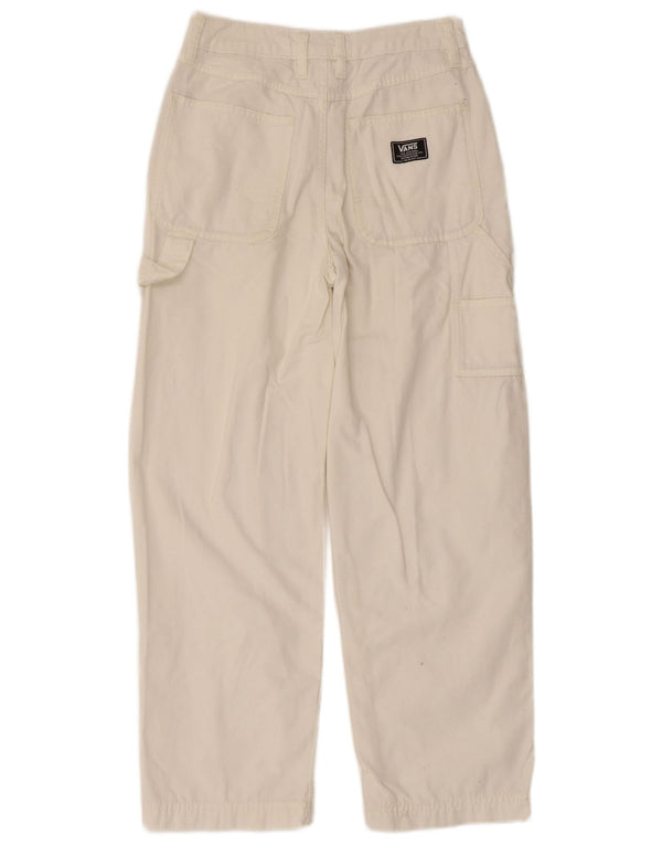 Vans Womens Straight Cargo Trousers W25 L27 White Cotton