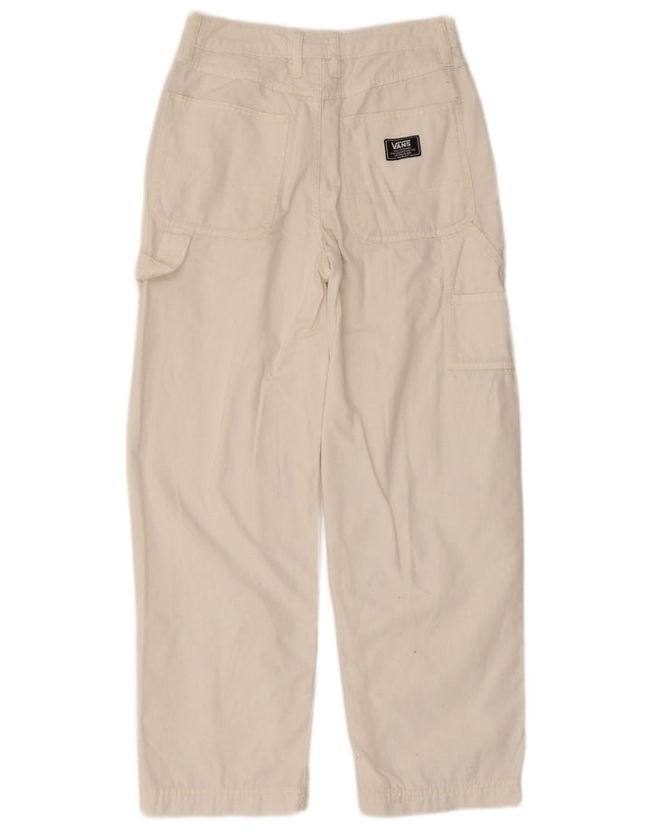 Vans Womens Straight Cargo Trousers W25 L27 White Cotton