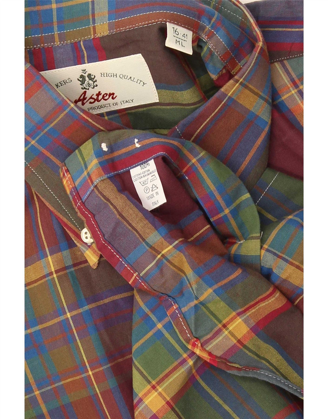 Aster Mens Shirt Size 41 16 Large Multicoloured Check Cotton