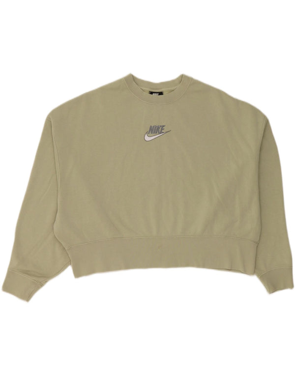 Nike Womens Graphic Loose Fit Sweatshirt Jumper UK 10 Small Green Cotton