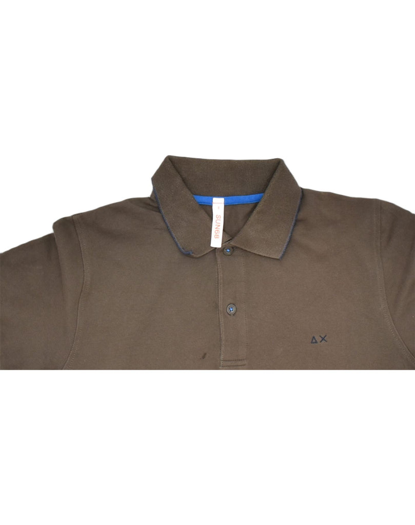 SUN68 Mens Polo Shirt Small Brown Cotton | Vintage | Thrift | Second-Hand | Used Clothing | Messina Hembry 